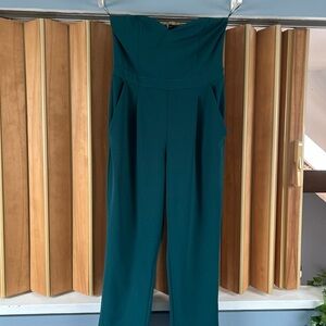 Express Teal Strapless Jumpsuit
